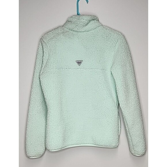 Columbia PFG Women's Mint Green Sherpa Gingham Full Zip Puffy Jacket Size S EUC - Picture 5 of 9